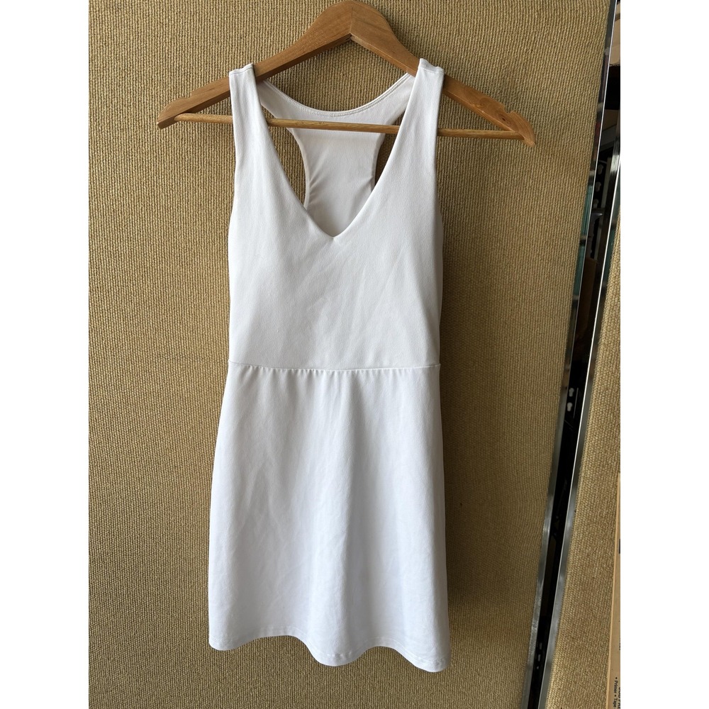 Dress Womens XS White V Neck Racerback Tank Knit Mini Casual Summer Athleisure